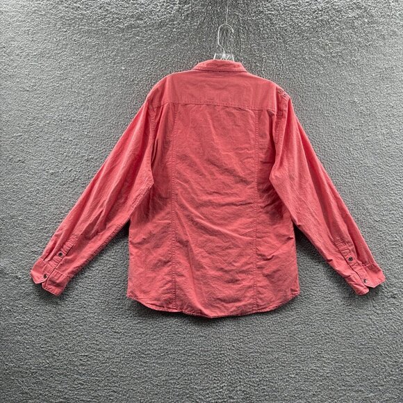 Guess Mens Shirt Extra Large Brick Red 100% Cotton Button‎ Front Long Sleeve - Picture 2 of 14